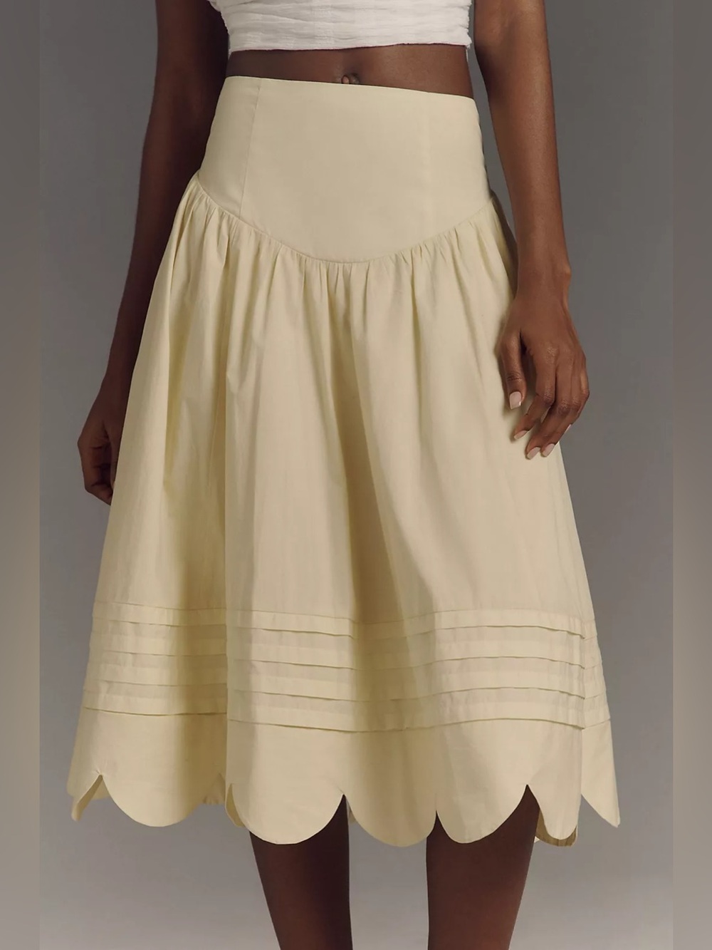 Anthropologie Maeve 50's Full Scallop Hem Skirt - Picture 3 of 3
